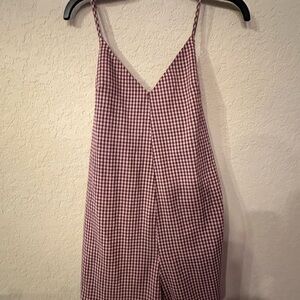 Topshop Pink and Brown Gingham Romper